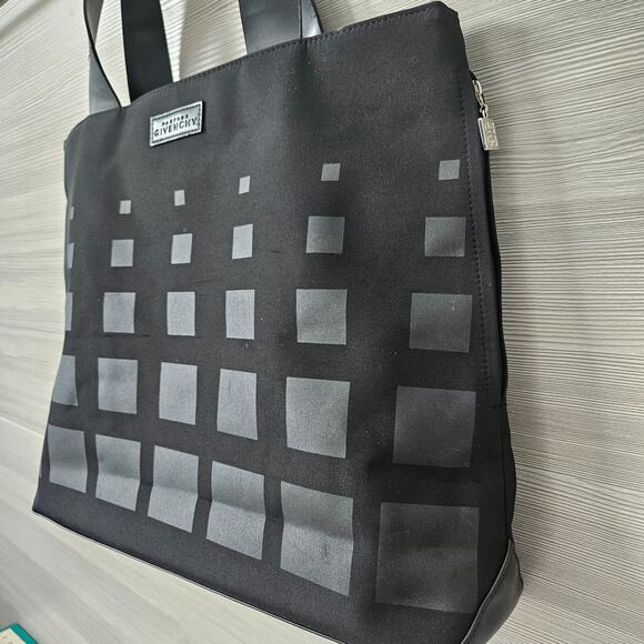 Givenchy Parfums Logo Tote Bag Fabric Black Lined Nylon PVC Shopper Weekend - Picture 3 of 16